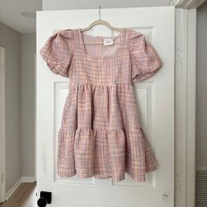 Womens Tuckernuck Hyacinth House Pink Tweed Nora Mini fit & flare Dress Small
